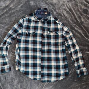 Woolrich Men's Blue/Orange Plaid Flannel Button Up Shirt Size Medium